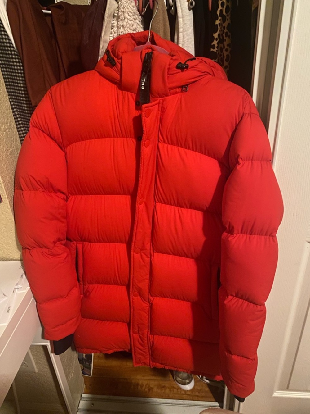 Aritzia TNA Red The Super Puff Jacket with Hood